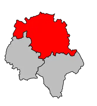 Arrondissement na mapě departementu Indre-et-Loire