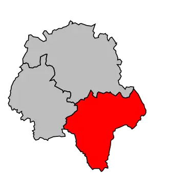 Arrondissement na mapě departementu Indre-et-Loire