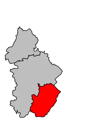 Arrondissement na mapě departementu Jura