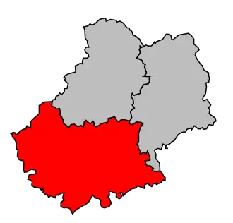 Arrondissement na mapě departementu Lot