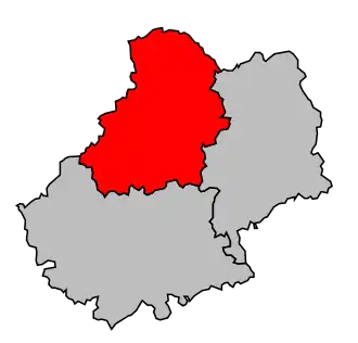 Arrondissement na mapě departementu Lot