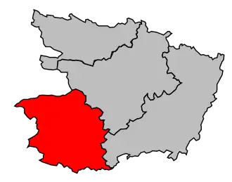 Arrondissement na mapě departementu Maine-et-Loire