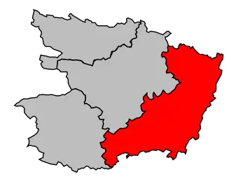 Arrondissement na mapě departementu Maine-et-Loire