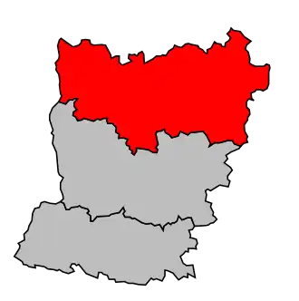 Arrondissement na mapě departementu Mayenne