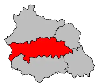 Arrondissement na mapě departementu Puy-de-Dôme