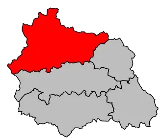 Arrondissement na mapě departementu Puy-de-Dôme