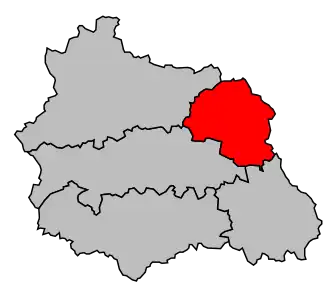 Arrondissement na mapě departementu Puy-de-Dôme
