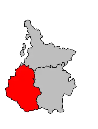 Arrondissement na mapě departementu Hautes-Pyrénées