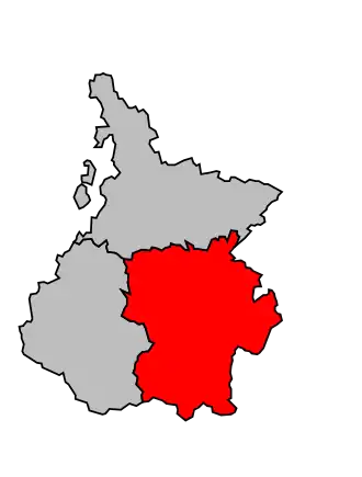 Arrondissement na mapě departementu Hautes-Pyrénées