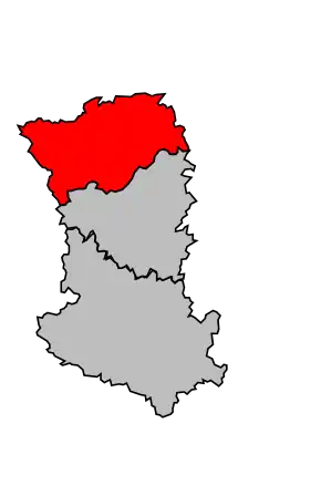 Arrondissement na mapě departementu Deux-Sèvres