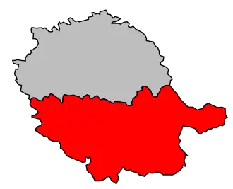 Arrondissement na mapě departementu Tarn