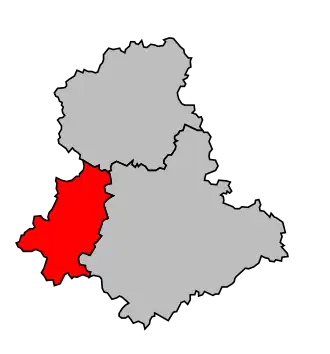 Arrondissement na mapě departementu Haute-Vienne