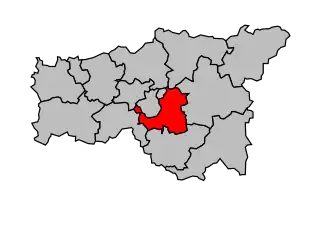 Kanton na mapě arrondissementu Laon