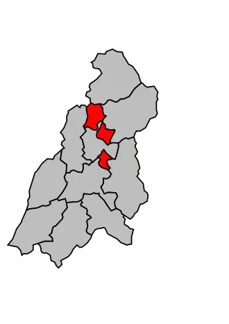 Kanton na mapě arrondissementu Digne-les-Bains