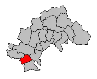 Kanton na mapě arrondissementu Gap