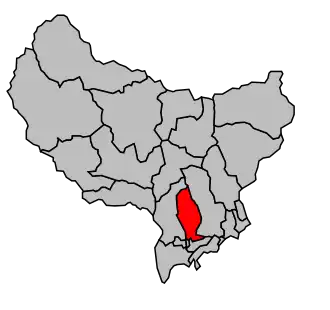 Kanton na mapě arrondissementu Nice