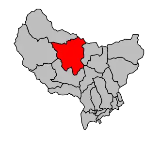 Kanton na mapě arrondissementu Nice