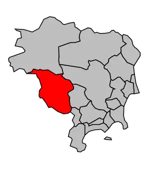 Kanton na mapě arrondissementu Grasse