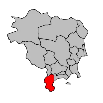 Kanton na mapě arrondissementu Grasse