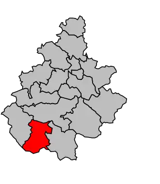 Kanton na mapě arrondissementu Millau