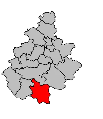 Kanton na mapě arrondissementu Millau