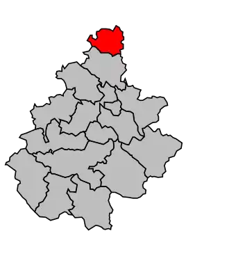 Kanton na mapě arrondissementu Millau