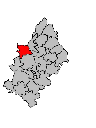 Kanton na mapě arrondissementu Rodez