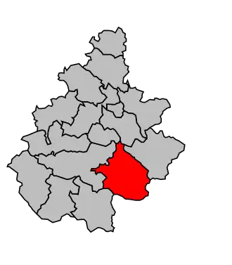 Kanton na mapě arrondissementu Millau