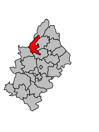 Kanton na mapě arrondissementu Rodez