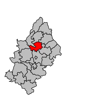 Kanton na mapě arrondissementu Rodez