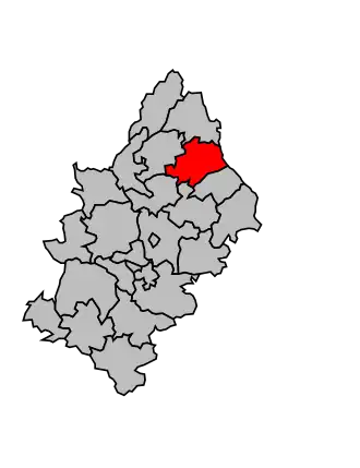 Kanton na mapě arrondissementu Rodez