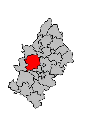 Kanton na mapě arrondissementu Rodez