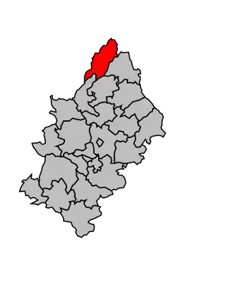 Kanton na mapě arrondissementu Rodez