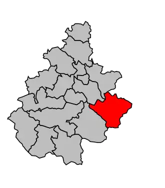 Kanton na mapě arrondissementu Millau