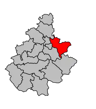 Kanton na mapě arrondissementu Millau