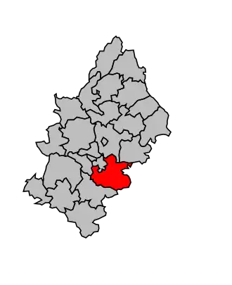 Kanton na mapě arrondissementu Rodez