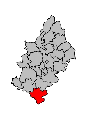 Kanton na mapě arrondissementu Rodez