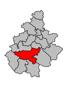 Kanton na mapě arrondissementu Millau