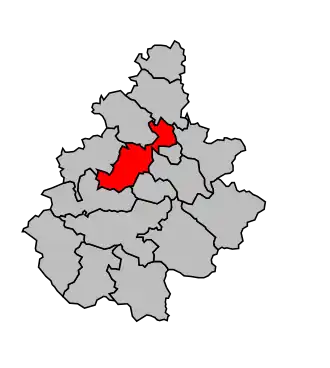 Kanton na mapě arrondissementu Millau