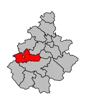 Kanton na mapě arrondissementu Millau