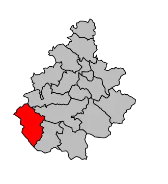 Kanton na mapě arrondissementu Millau