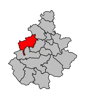 Kanton na mapě arrondissementu Millau