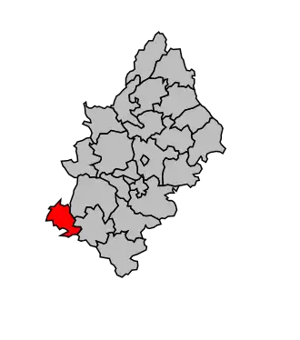 Kanton na mapě arrondissementu Rodez