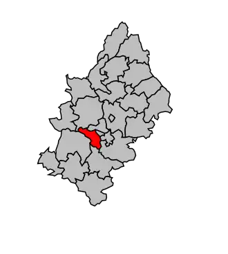 Kanton na mapě arrondissementu Rodez