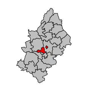 Kanton na mapě arrondissementu Rodez