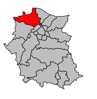 Kanton na mapě arrondissementu Caen