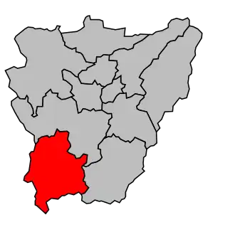 Kanton na mapě arrondissementu Aurillac