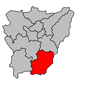 Kanton na mapě arrondissementu Aurillac