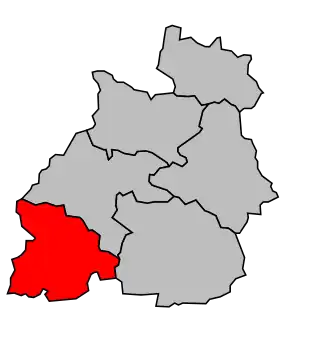 Kanton na mapě arrondissementu Mauriac