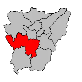 Kanton na mapě arrondissementu Aurillac